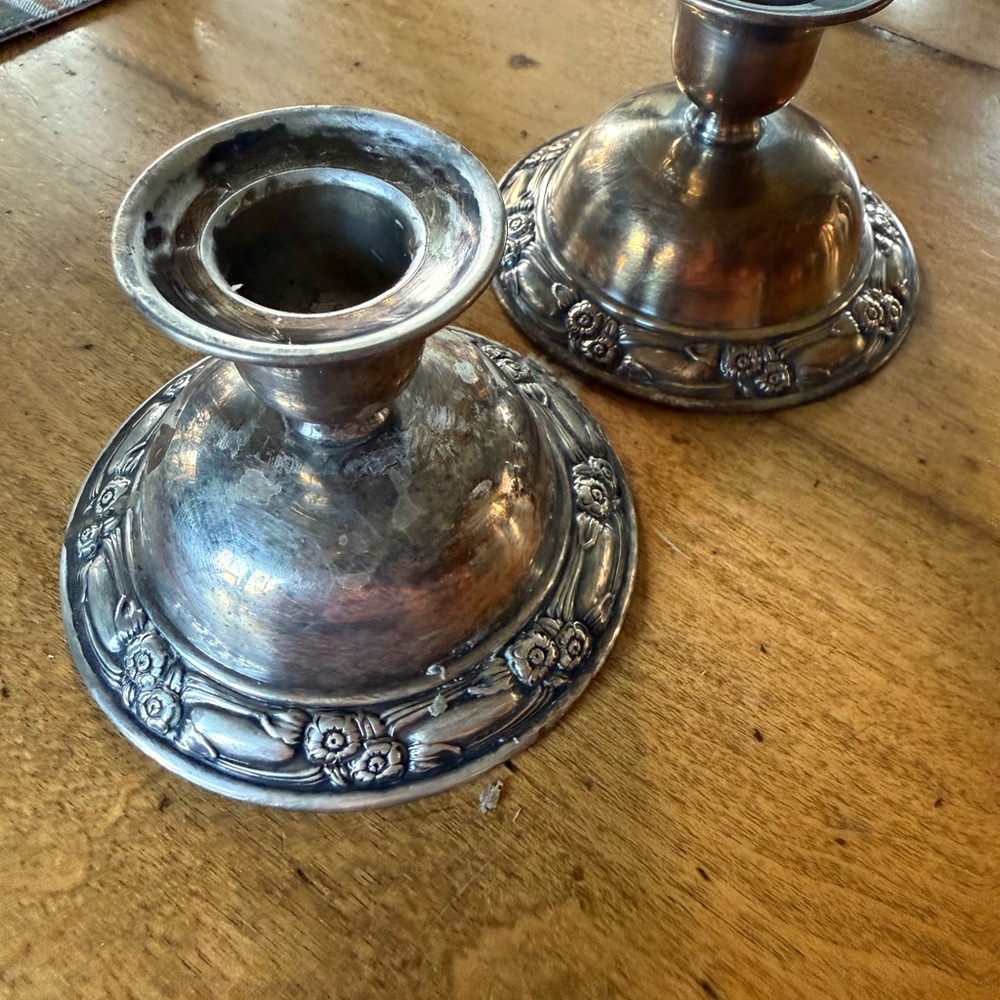 Oneida Floral Silver Candle Holders